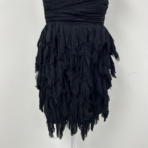 Elizabeth And James 100% Silk Strapless Foliage Cocktail Dress Womens 6 Black - Picture 3 of 7